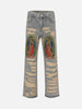 1984 American Street Style Ripped Embroidered Jeans - 1617 - 1984brand