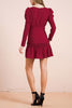 Solid Woven Dress Featuring v Neckline