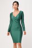 Load image into Gallery viewer, Long Sleeve Shiny Tricot Overlap Midi Dress