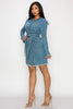 Load image into Gallery viewer, Geometric Distressed Belted Denim Dress
