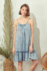 Load image into Gallery viewer, Raw Ruffle Detailed Denim Dress