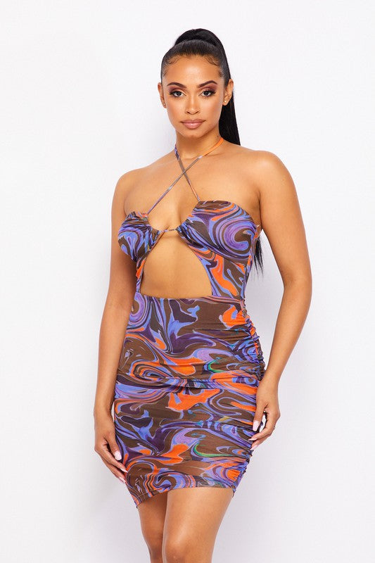 On Vacation Criss Cross Ruched Dress