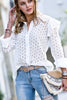 Load image into Gallery viewer, Embroidery Hollow Out Ruffle Shoulder Blouse