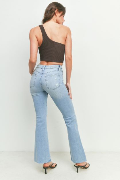 FLARE JEANS WITH HEM DETAIL