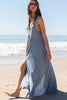 Load image into Gallery viewer, Sleeveless Back Zipper Front Slit Maxi Dress
