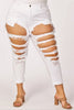 Load image into Gallery viewer, Plus Size High Rise Extreme Distressed White Jeans