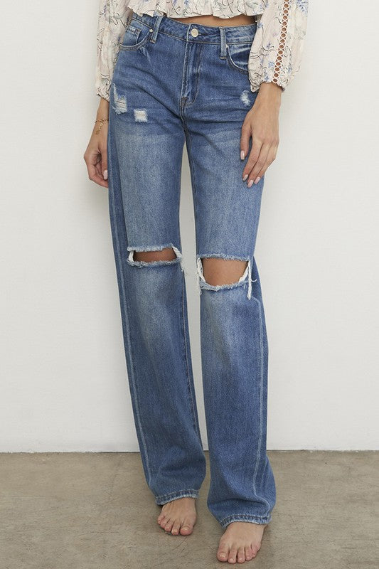 High Rise Straight Ankle Jeans