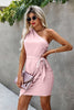 Load image into Gallery viewer, One Shoulder Sleeveless Solid Mini Dress
