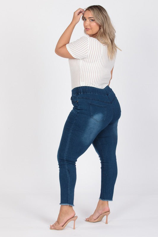 Plus Size High Waist Distressed Jeggings Pants
