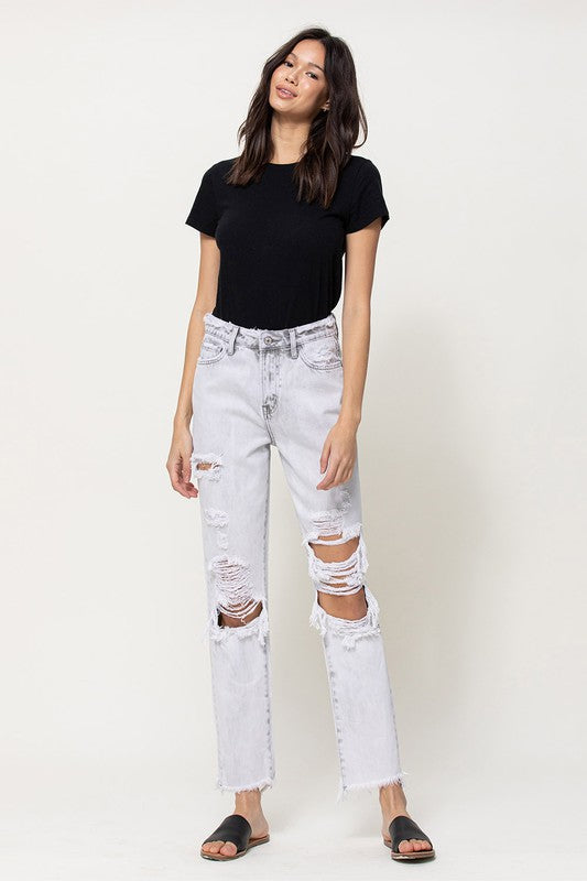 Distressed Rigid Mom Jeans