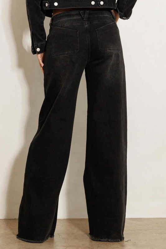 Low Rise Hand-Sewn Gemstones Wide Jeans