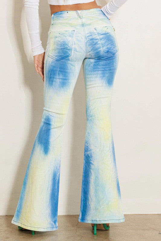 Low Rise Color Spray Flare Jeans