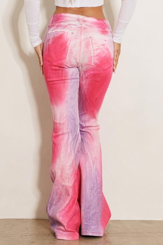 Low Rise Color Spray Flare Jeans