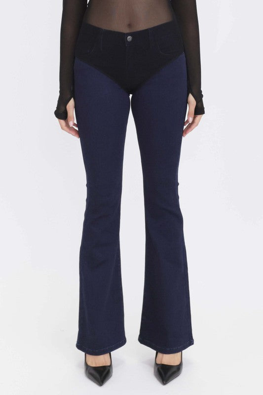 Low Rise Non-Distressed Flare Jeans
