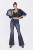 Load image into Gallery viewer, Low Rise W/Pu Waist Insert Printed Flare Jeans sneakerhypes