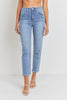 STRAIGHT JEANS WITH POCKET AND HEM BUST
