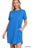 Load image into Gallery viewer, ROLLED SHORT SLEEVE ROUND NECK DRESS