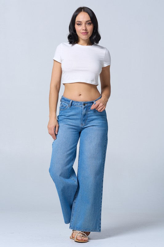 Wide Low Rise Straight Jeans Rh2216
