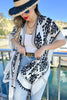 Load image into Gallery viewer, Damask Flower Printed Kimono Cardigan With Trim