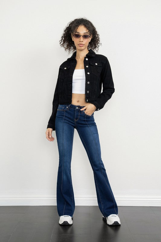 Low Rise Fit N Flare Jean W/ Pintuck Detail