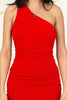 Load image into Gallery viewer, SLINKY ONE SHOULDER RUCHED ASYMMETRIC HEM DRESS