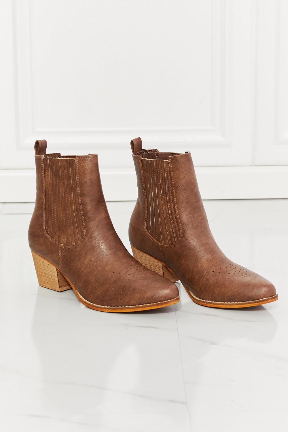 MMShoes Love the Journey Stacked Heel Chelsea Boot in Chestnut - sneakerlandnet