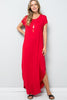Load image into Gallery viewer, Solid Short Sleeve Maxi Dress with Side Slit