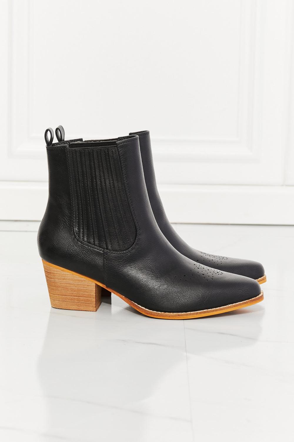 MMShoes Love the Journey Stacked Heel Chelsea Boot in Black - sneakerlandnet
