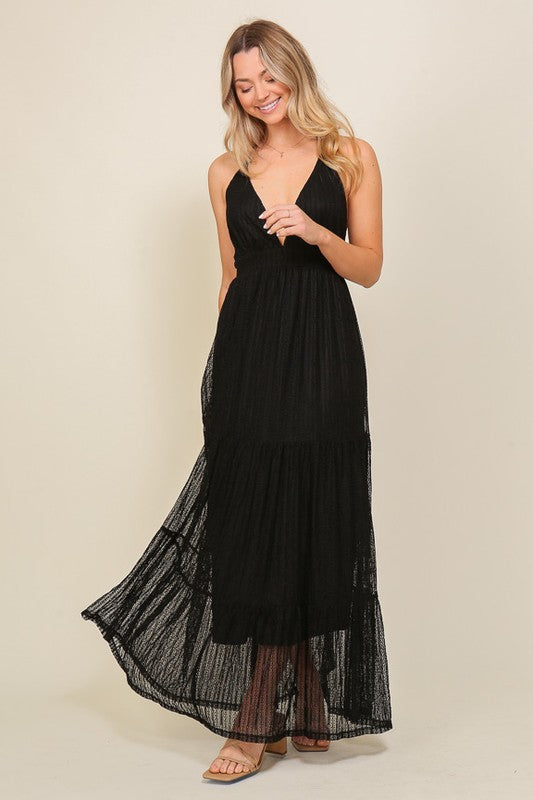 Boho Halter Tiered Lace Maxi Lined Dress sneakerlandnet