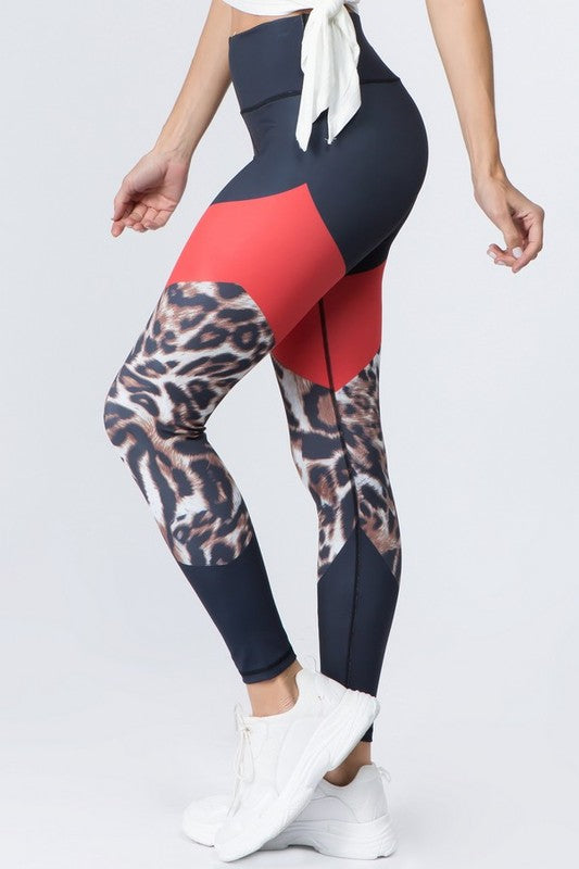 Cheetah Print Active Colorblock Activewear Legging sneakerlandnet
