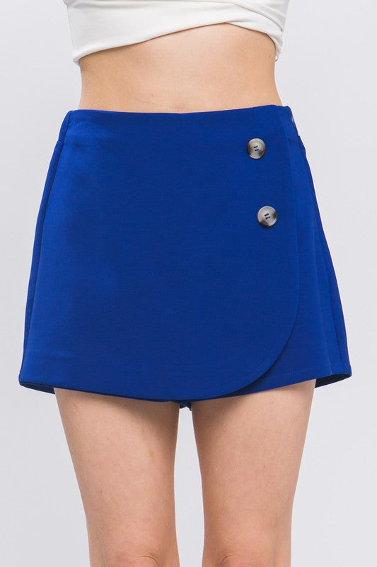 Curve Hem Button Mini Skirt sneakerlandnet