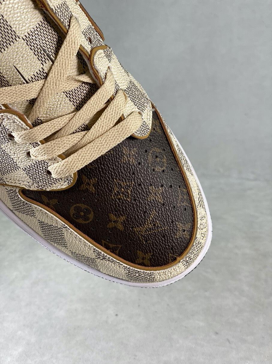 Custom Air Jordan 1 Low Damier Azur Brown LV Monogram sneakerhypes