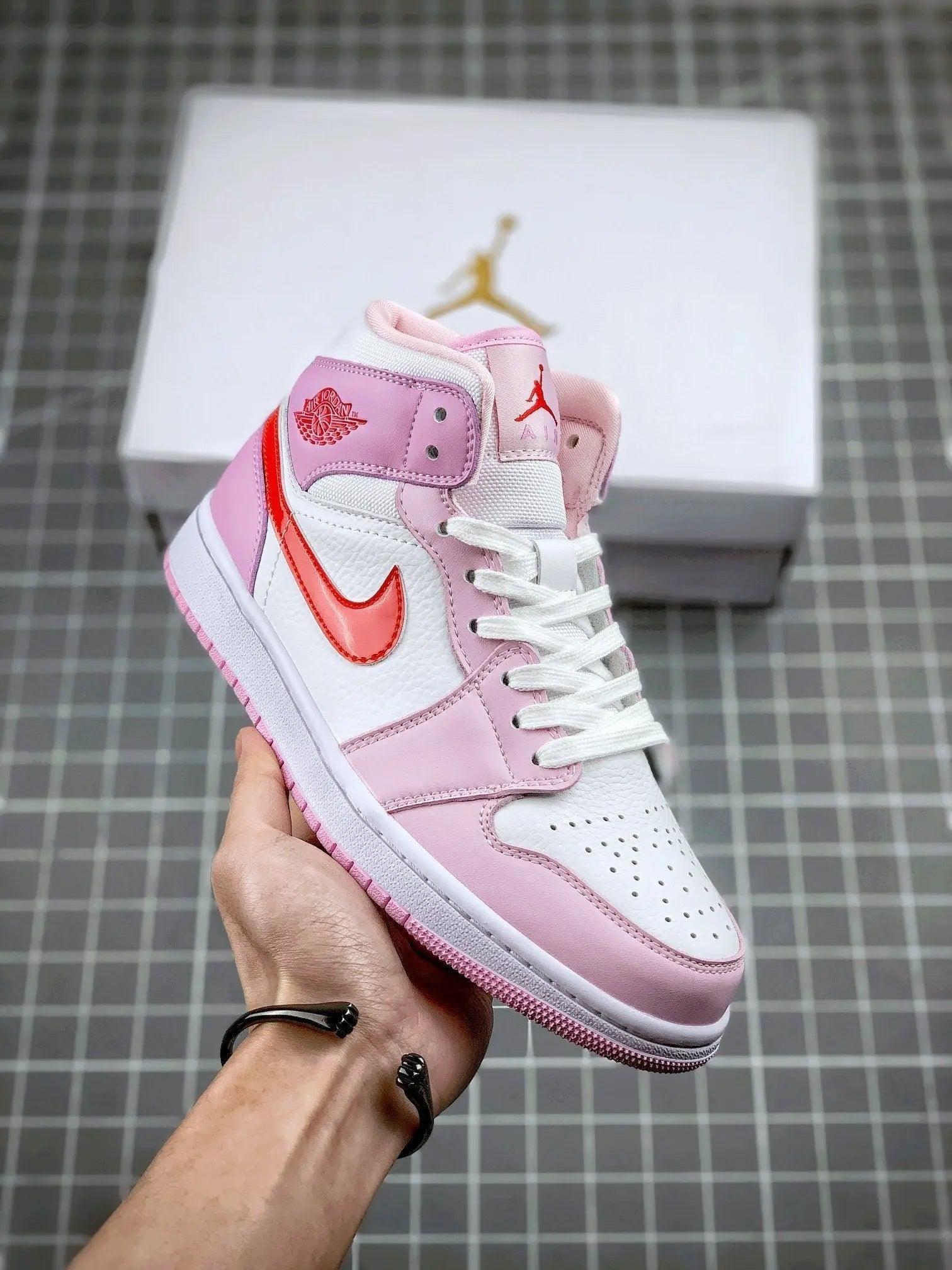 Custom Air Jordan 1 MID Pink Purple Valentine's Day sneakerlandnet
