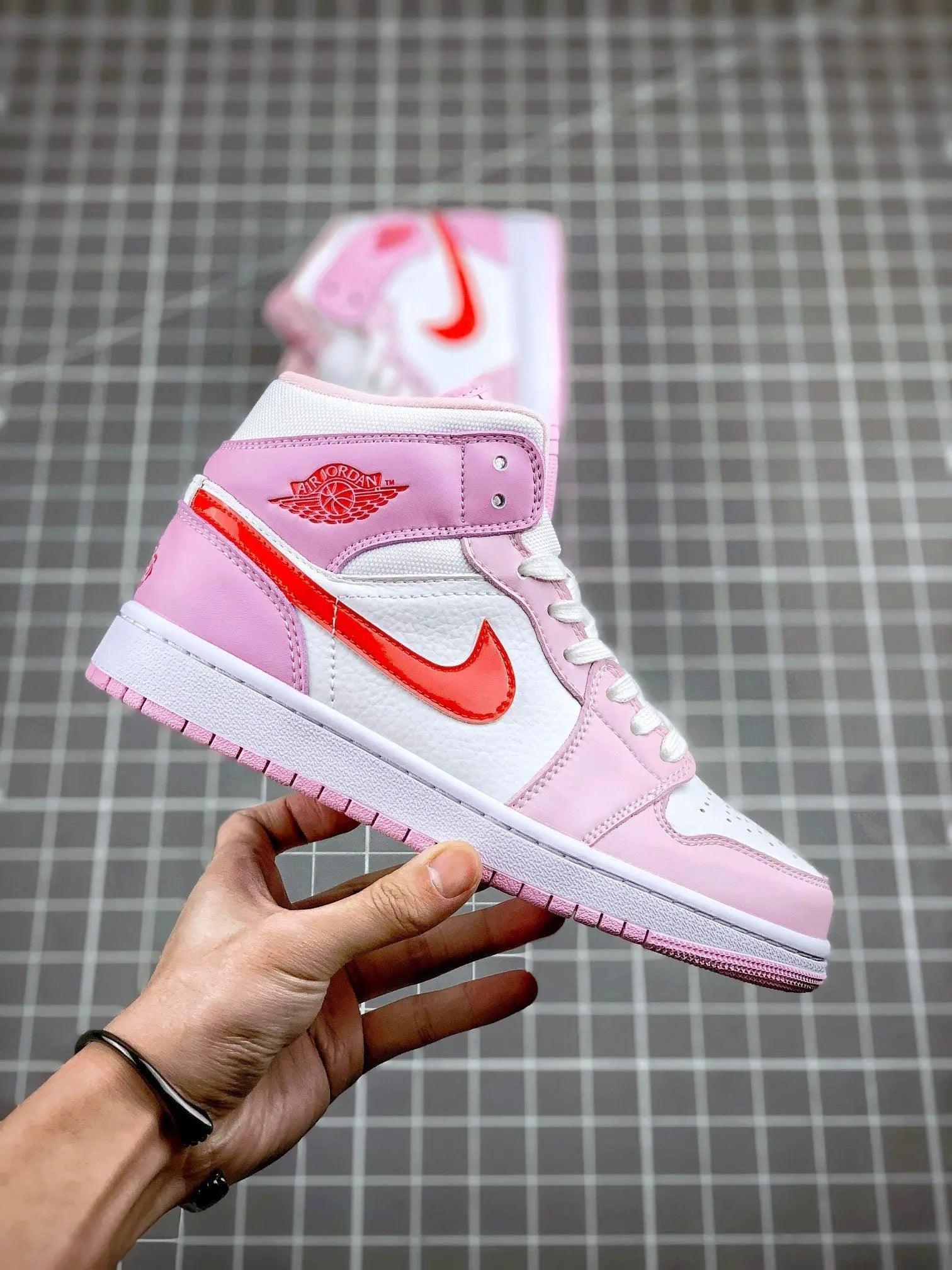 Custom Air Jordan 1 MID Pink Purple Valentine's Day sneakerlandnet