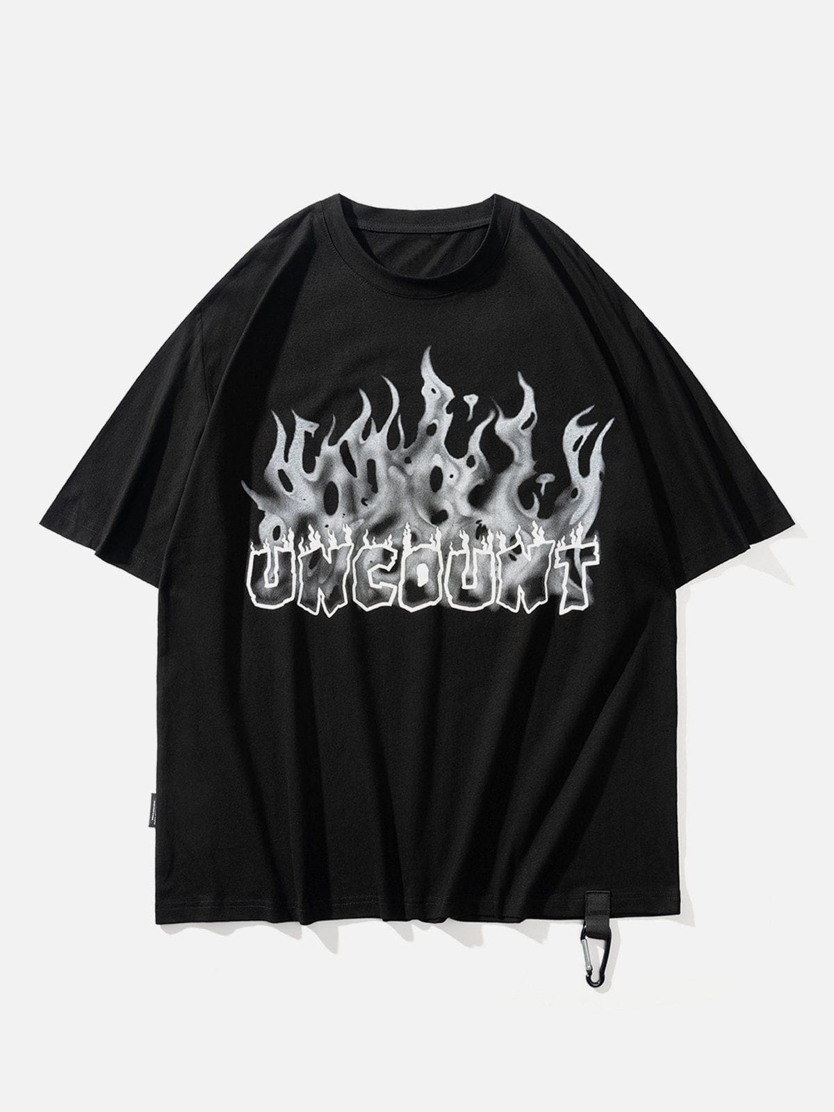 Sneakerland™ - 3D Flame Letter Print Hole Tee