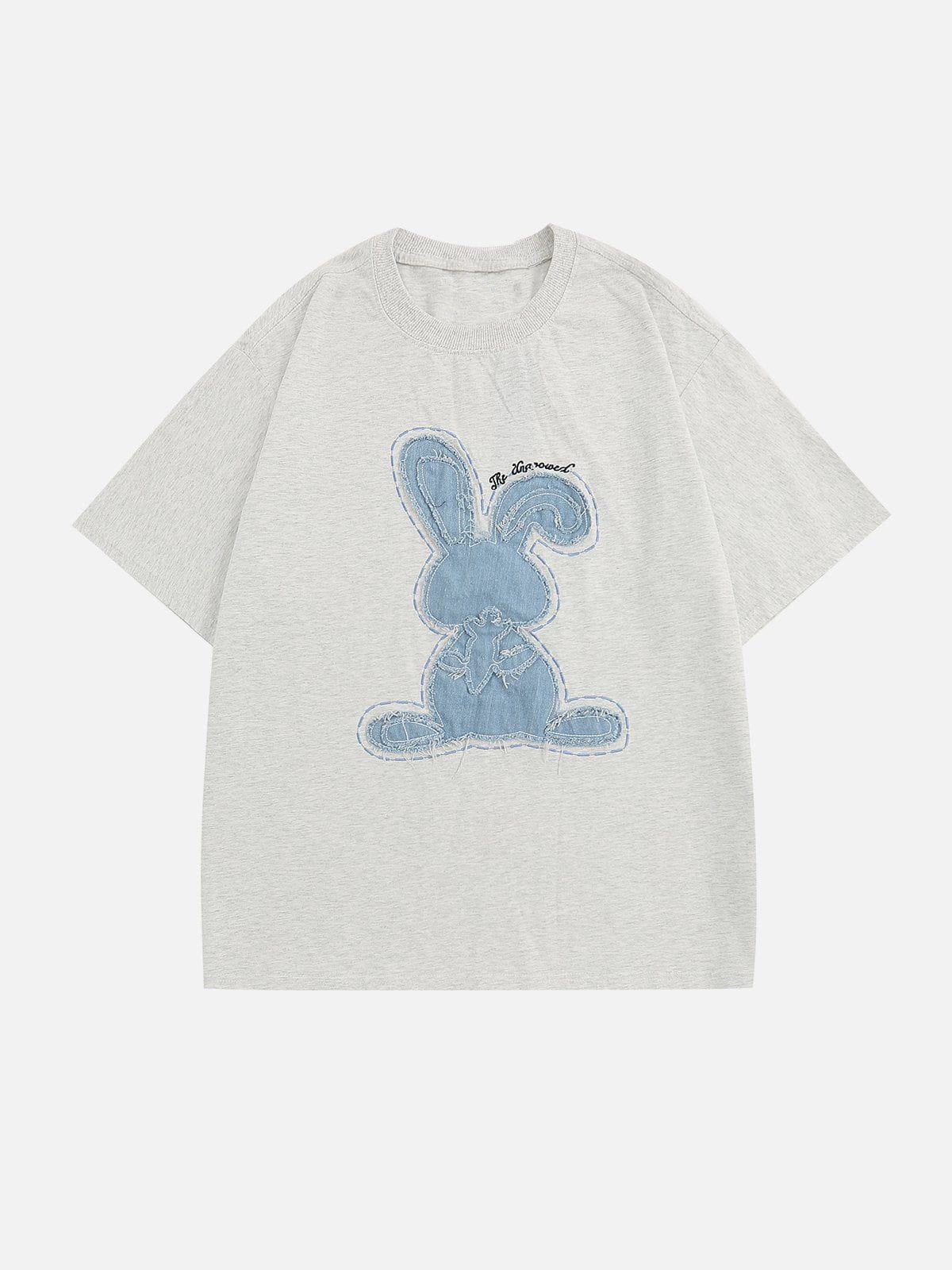 Sneakerland™ - Applique Embroidery Denim Rabbit Tee