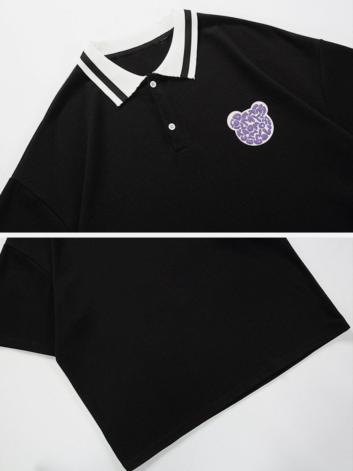 Sneakerland™ - Bear Print Polo Collar Tee