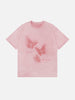 Sneakerland™ - Butterfly Applique Embroidery Suede Tee