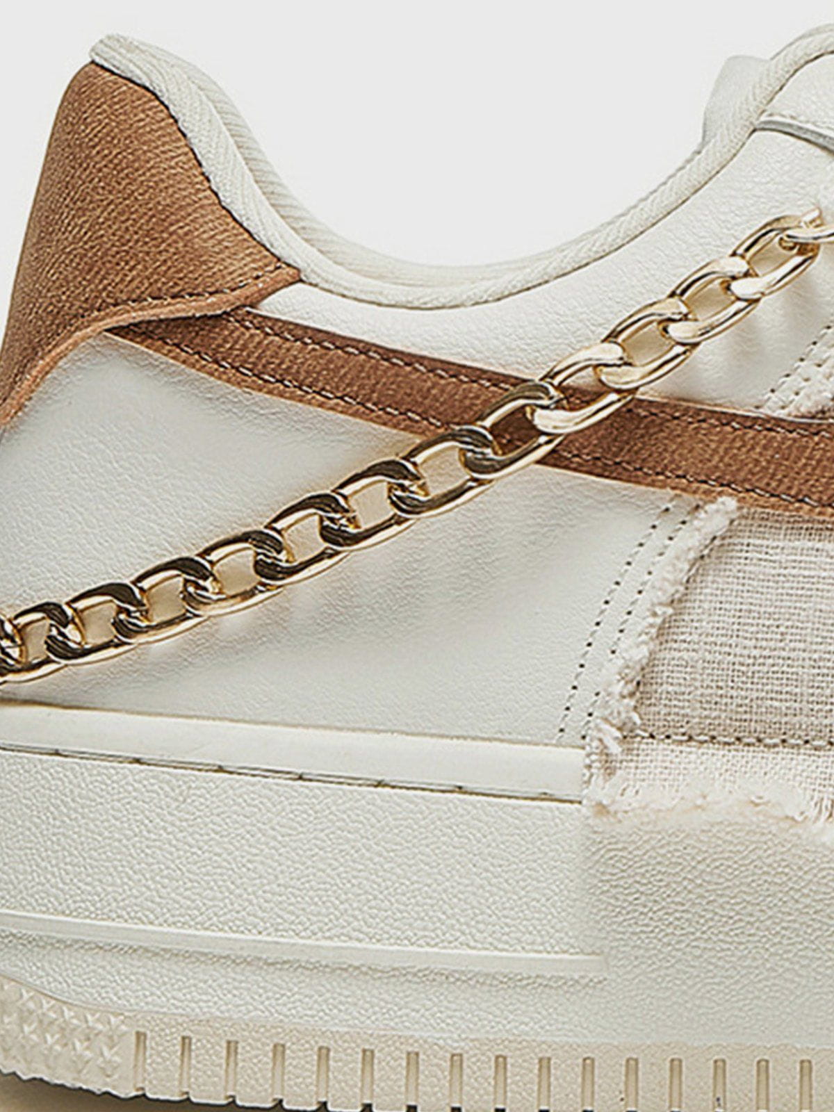 Sneakerland - Cross Graphic Chain Design Raw Edge Casual Shoes