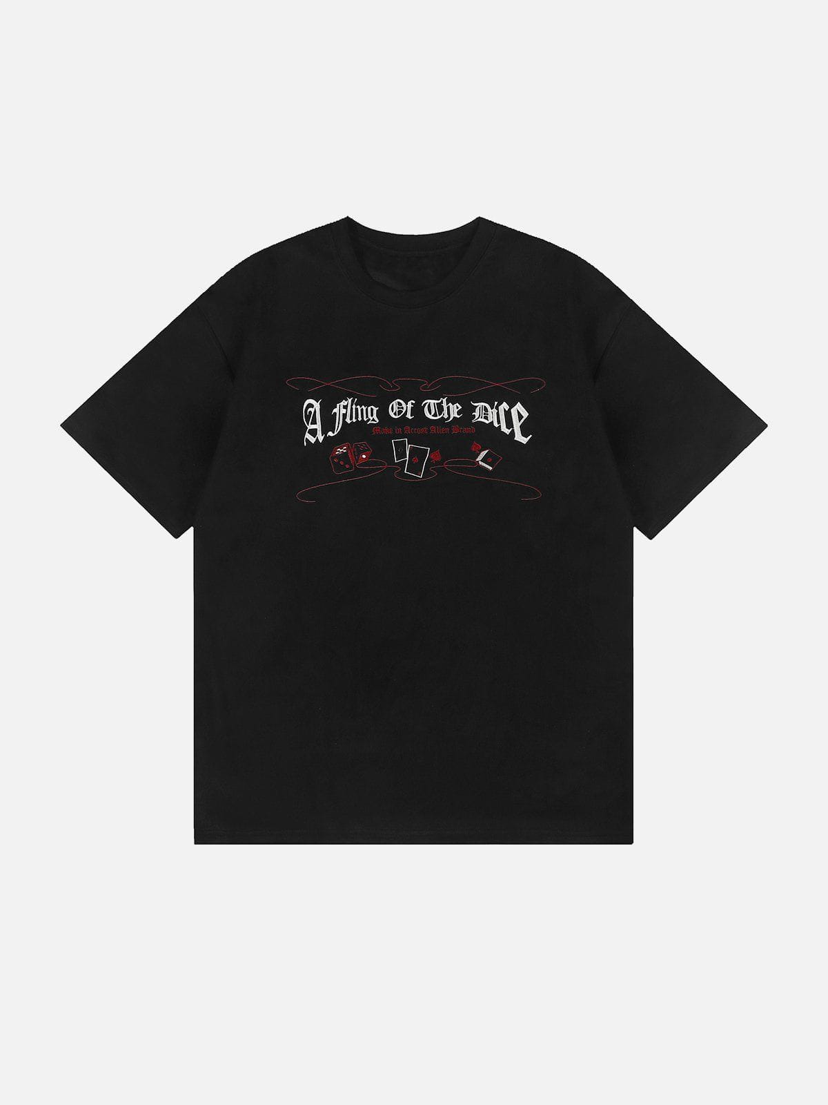 Sneakerland™ - Dice Poker Embroidered Suede Tee