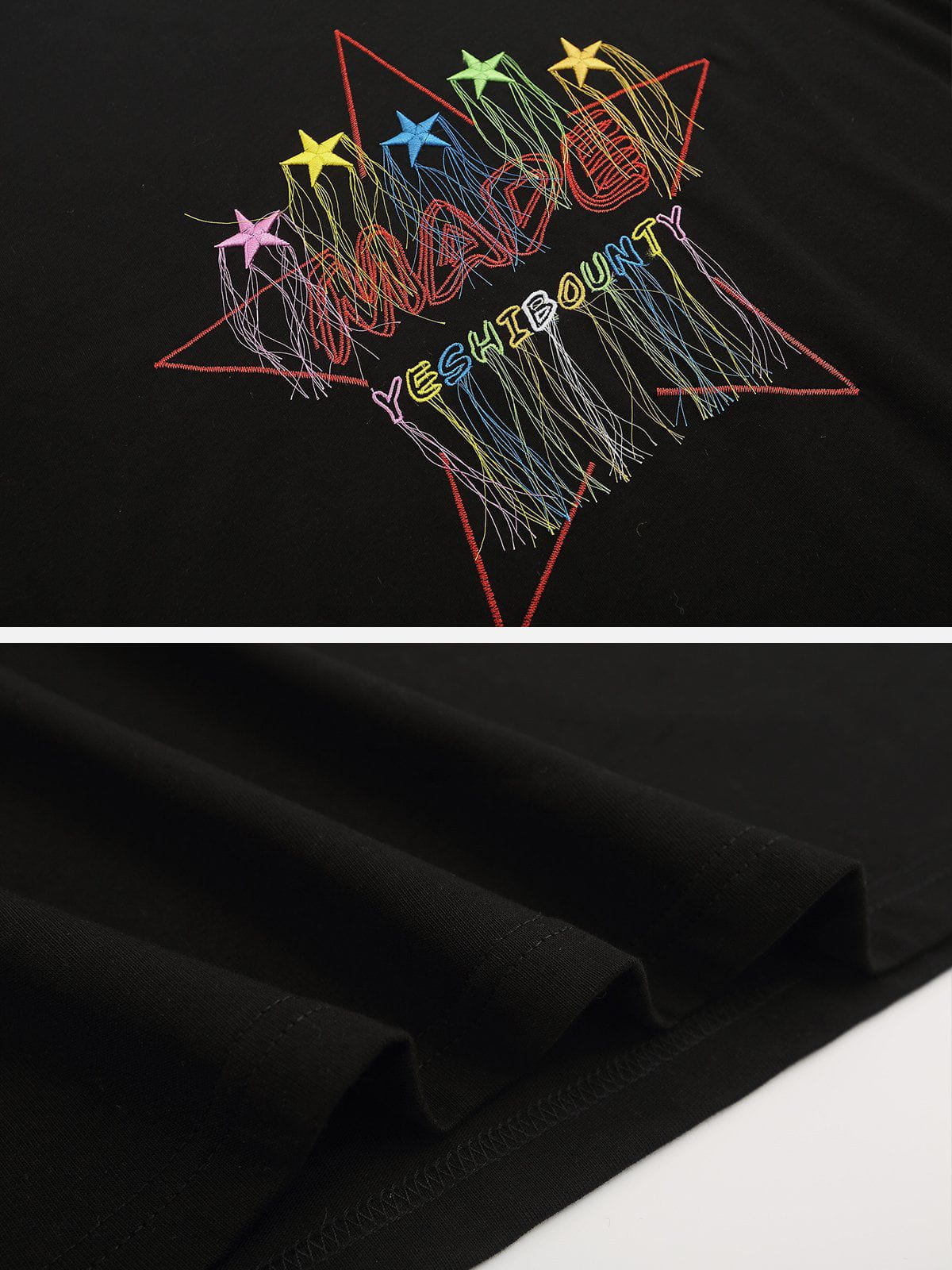 Sneakerland™ - Embroidery Colorful Star Tassel Tee