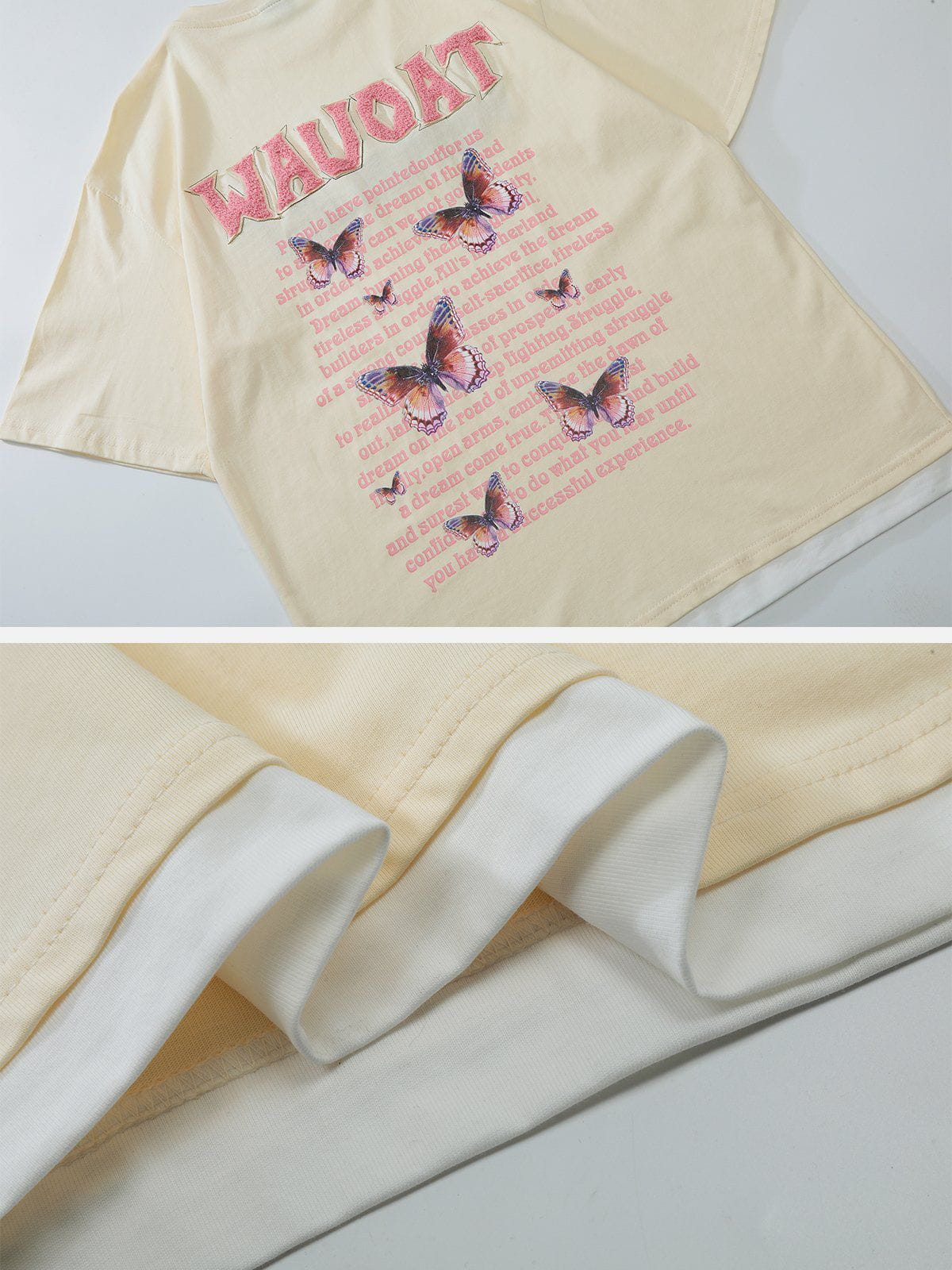 Sneakerland™ - Flocked Letters Butterfly Print Tee