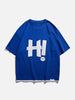 Sneakerland™ - H Letter Print Patchwork Tee