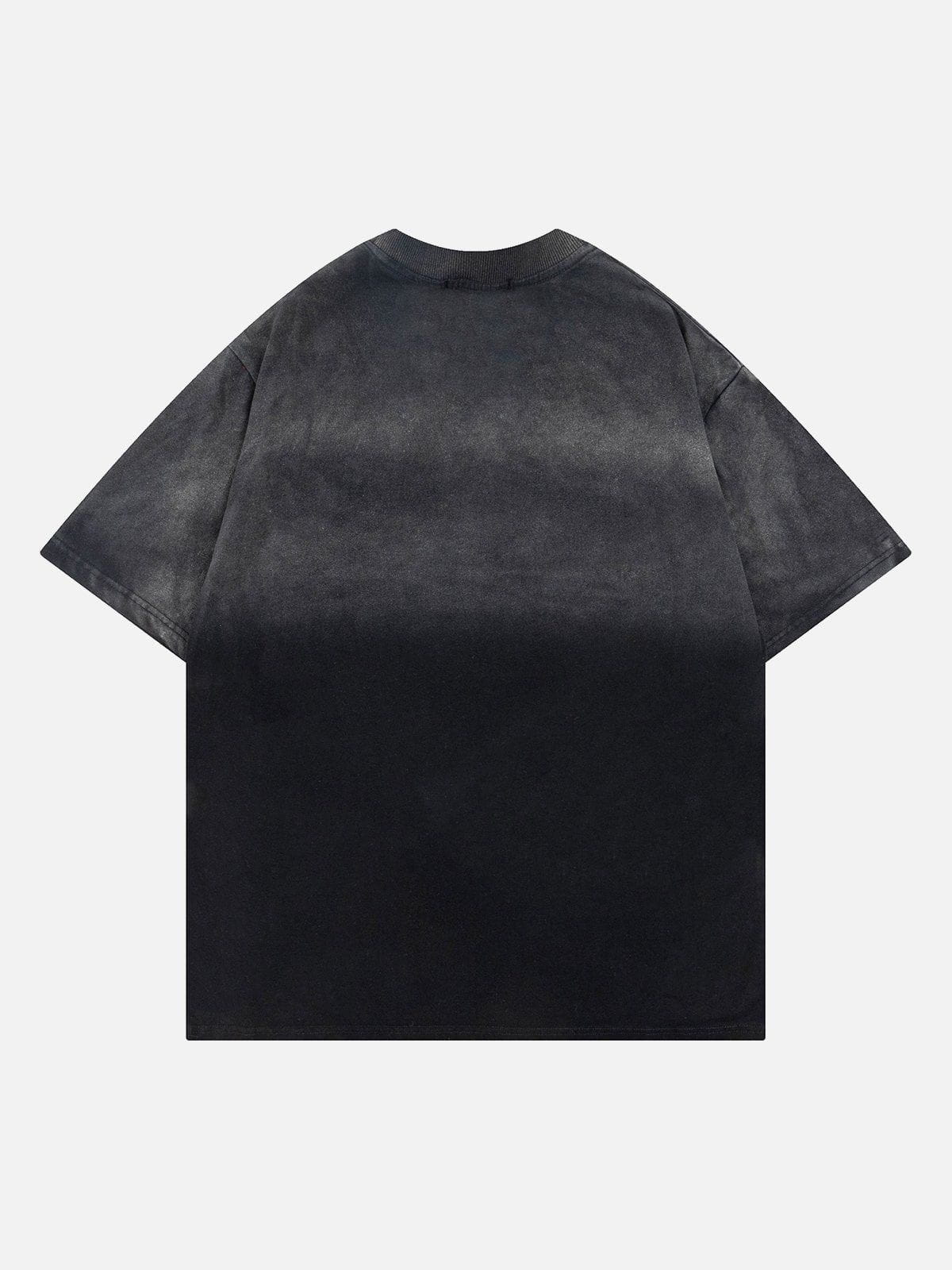 Sneakerland™ - Letter Print Gradient Washed Tee