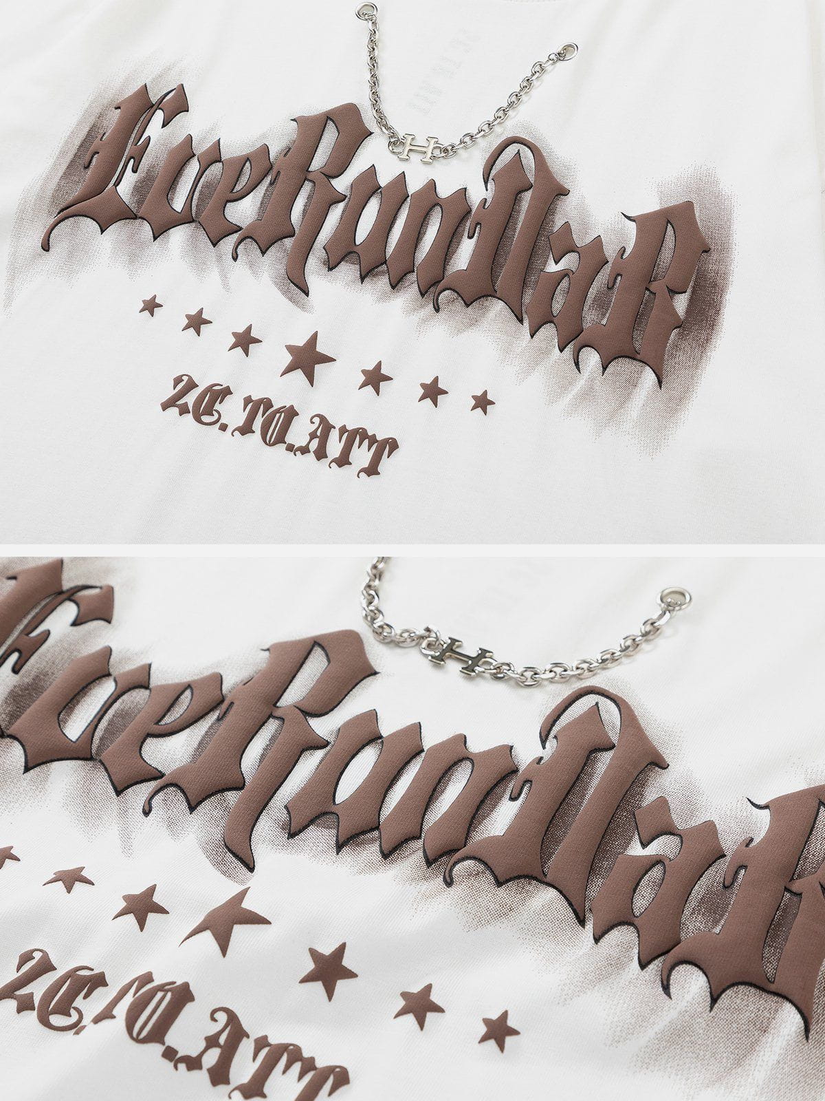 Sneakerland™ - Letter Printing Chain Decoration Tee