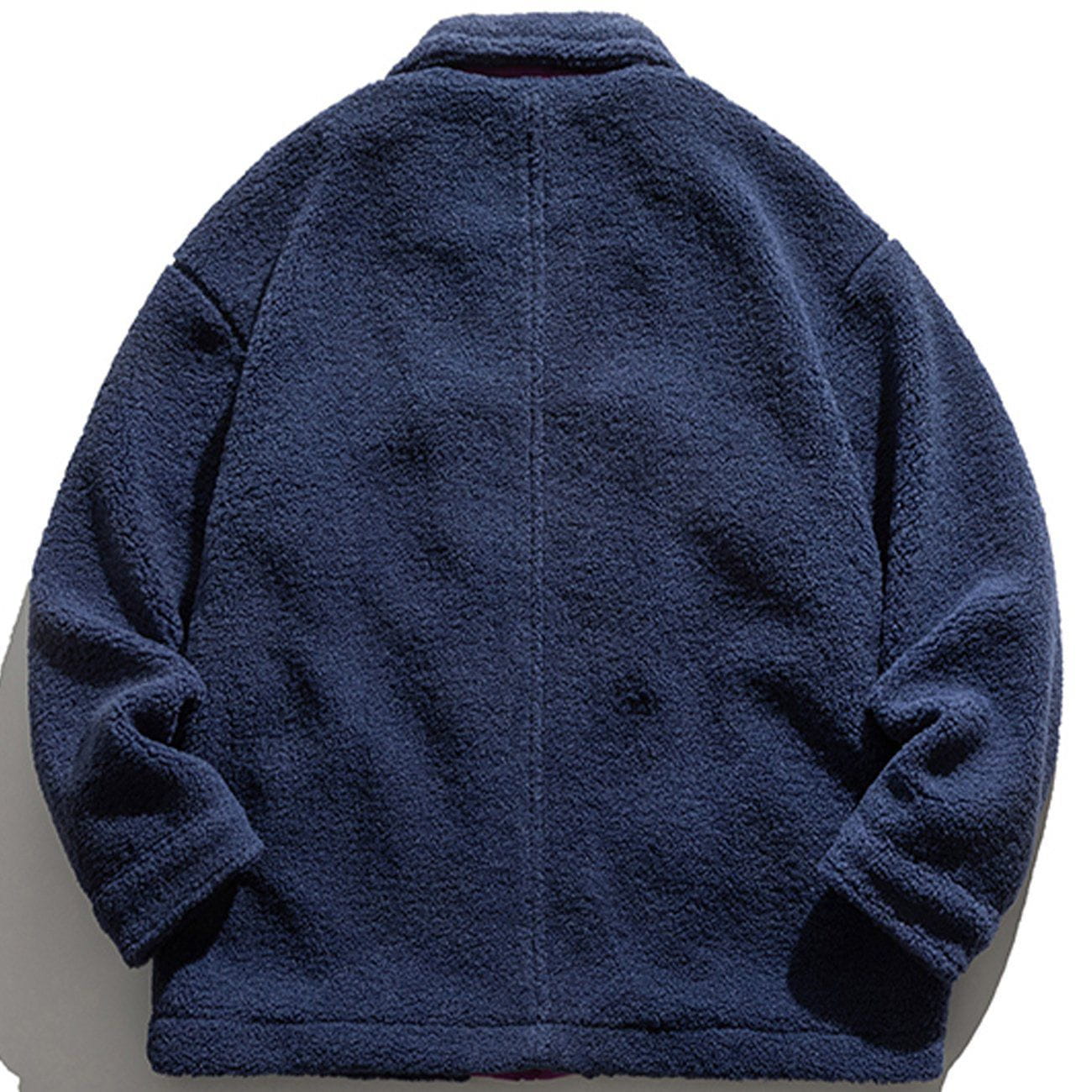 Sneakerland™ - Solid Color Stitching Zipper Sherpa Coat