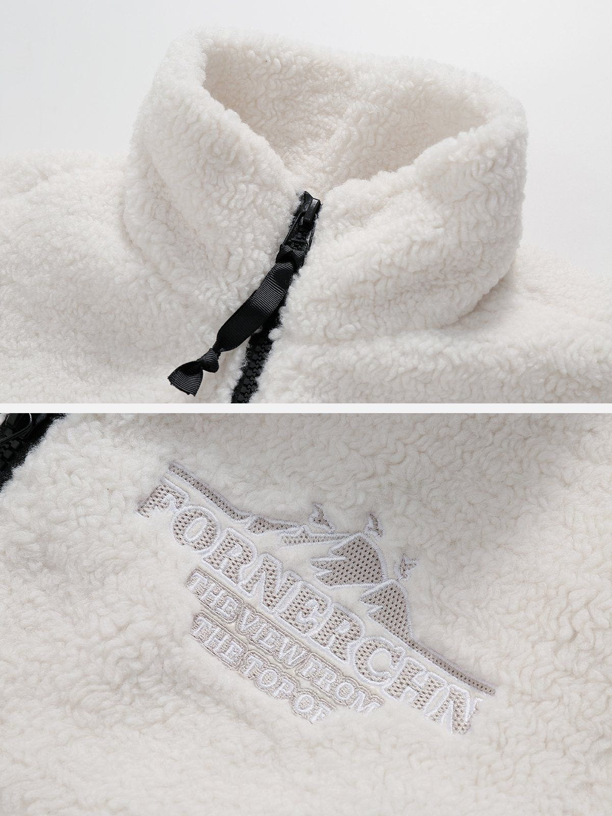 Sneakerland™ - Solid Embroidered Letters Sherpa Coat