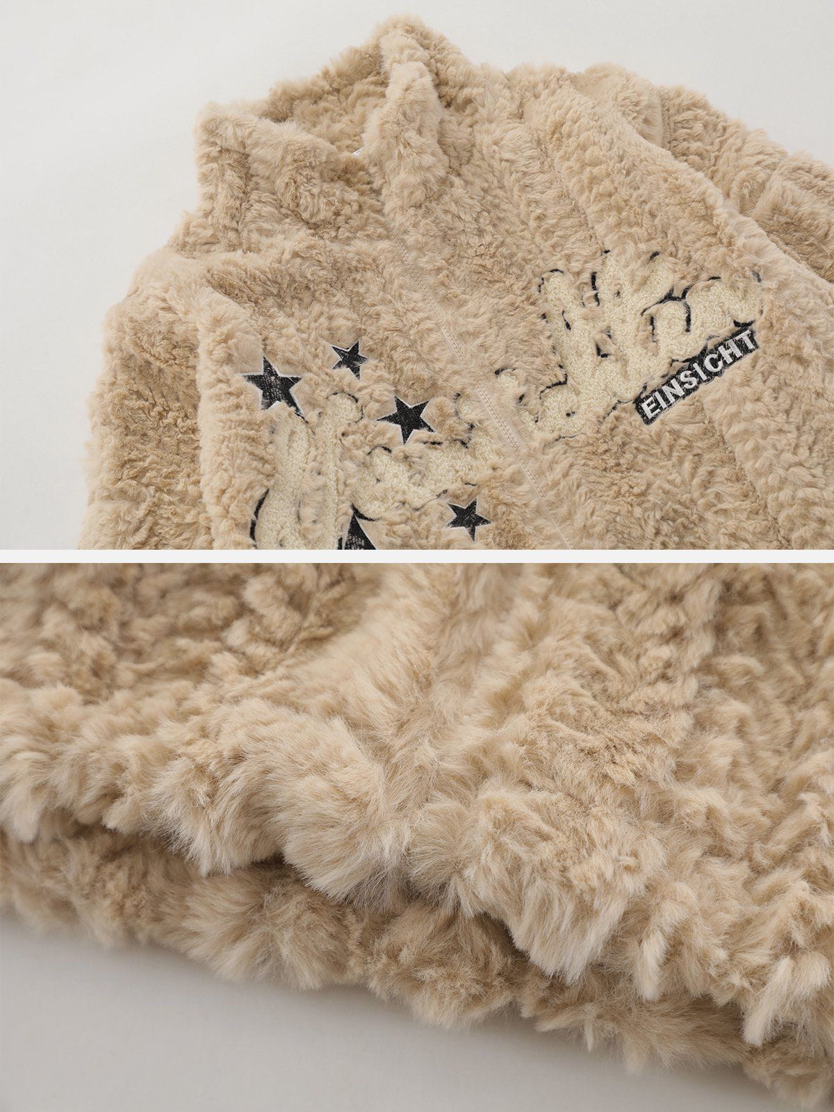Sneakerland™ - Solid Star Embroidered Sherpa Coat