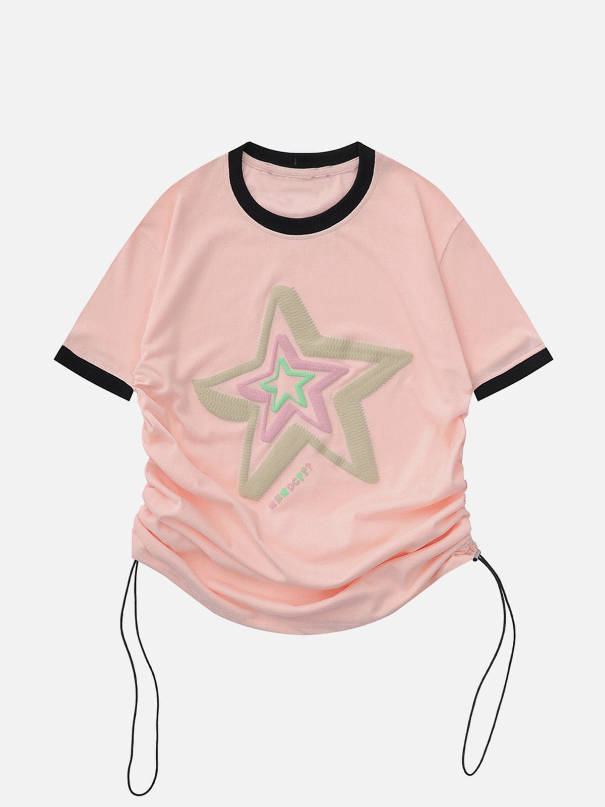 Sneakerland™ - Star Embroidery Side Drawstring Tee