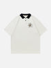 Sneakerland™ - Star Letter Print Polo Collar Tee